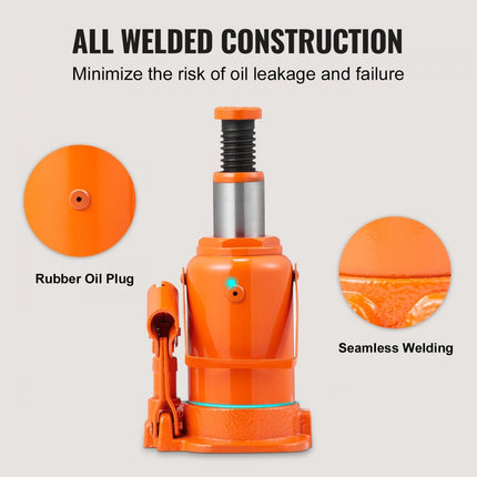VEVOR 12T Stamp Jack Fles Jack Hydraulische Jack Stamp Jack voor Auto SUV 190-355mm Compact Jack Auto Jack Draagbare Hydraulische Cilinder Hydraulische Jack Orange Stamp Jack