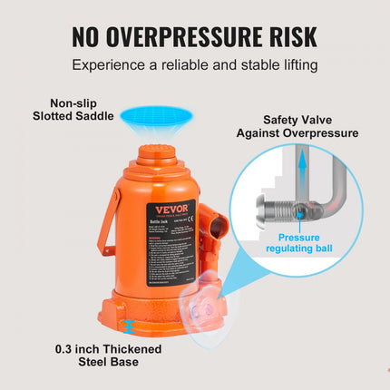 VEVOR 12T Stamp Jack Fles Jack Hydraulische Jack Stamp Jack voor Auto SUV 190-355mm Compact Jack Auto Jack Draagbare Hydraulische Cilinder Hydraulische Jack Orange Stamp Jack