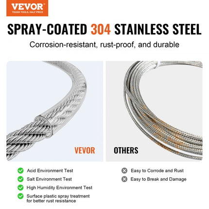 VEVOR staalkabel staaldraad roestvrij Ф3,18mmx30,5 m 2,9kN 7x7 strengen