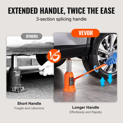 VEVOR 20T Stamp Jack Fles Jack Hydraulische Jack Stamp Jack voor Auto SUV 240-450mm Compact Jack Auto Jack Draagbare Hydraulische Cilinder Hydraulische Jack Orange Stamp Jack