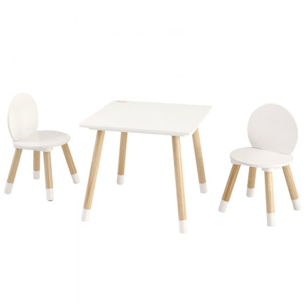 VEVOR kinderzitgroep kindertafel, 2 kinderstoelen 1 tafel kinderzitgroep van grenenhout, kindertafelset, stal kindermeubel zitje voor kinderen, meisjes, jongens, speelkamer kindermeubelset wit