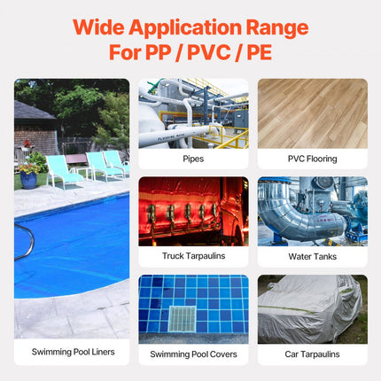 VEVOR kunststof lasapparaat heteluchtpistool 1,6kW PVC/PE/PP/PVDF 5 toebehoren