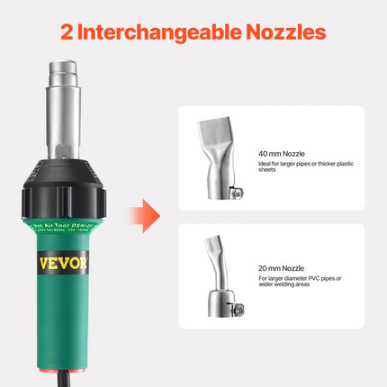 VEVOR kunststof lasapparaat 1600W heteluchtpistoolbrander & 5 accessoires