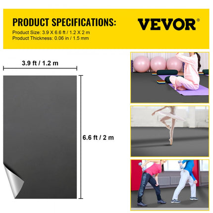 VEVOR PVC Vloeren 2 m x 1,2 m Tapijt Vloeren PVC 5,2 kg PVC Vloerbedekking Gemaakt van PVC-vinyl Perfect voor Gebruik in Reisgezelschappen Professionele Dansstudio's Thuisstudio's en Sportscholen enz