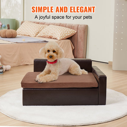 VEVOR Hondenbank, hondenbank voor middelgrote honden en katten, zacht lederen hondenslaapbank, 50 kg zware kattenbank 710 x 505 x 335 mm