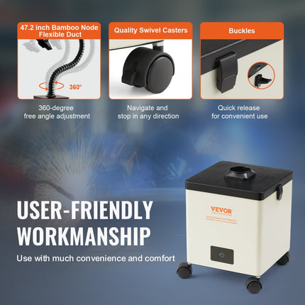 VEVOR soldeerdampafzuiging 100W lasrookafzuiger 240 m³/h mini desktop soldeerdampafzuiging 5800rpm 3-traps filter-soldeerdampafzuiging voor soldeerstationlaswerkzaamheden