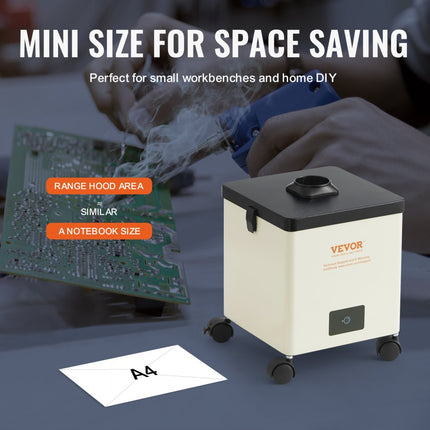 VEVOR soldeerdampafzuiging 100W lasrookafzuiger 240 m³/h mini desktop soldeerdampafzuiging 5800rpm 3-traps filter-soldeerdampafzuiging voor soldeerstationlaswerkzaamheden