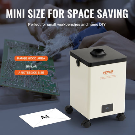 VEVOR soldeerdampafzuiging 150W lasdampafzuiger 332 m³/h mini desktop soldeerdampafzuiging 5800rpm 3-traps filter-soldeerdampafzuiging voor soldeerstationlaswerkzaamheden