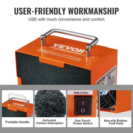 VEVOR soldeerrookabsorber 38W soldeerdampafzuigventilator 86,63m³/h rookpreventieabsorber 2700rpm verwijderaarafzuiging rookbeschermingsabsorber DIY-werkventilator voor soldeerstation