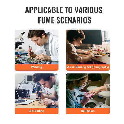VEVOR soldeerrookabsorber 38W soldeerdampafzuigventilator 86,63m³/h rookpreventieabsorber 2700rpm verwijderaarafzuiging rookbeschermingsabsorber DIY-werkventilator voor soldeerstation