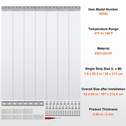 VEVOR strokengordijn PVC deurgordijn 42" x 84" koelkast met vriesvak doorzichtig plastic