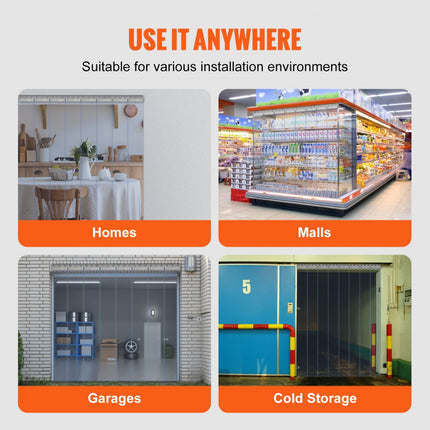 VEVOR 8x gestreepte gordijnen, lamellen, PVC transparant, 122x213,4cm