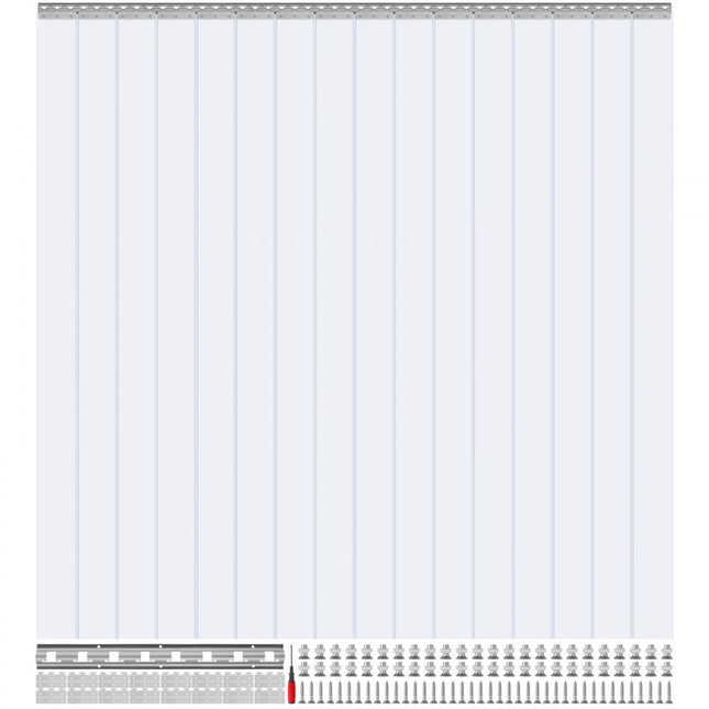 VEVOR 244x244cm strokengordijnlamellen PVC transparant, 16 stuks
