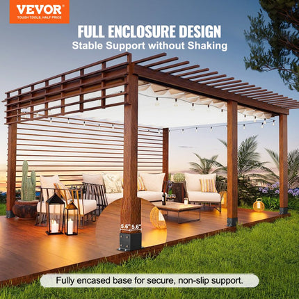 VEVOR set van 4 schroefhulzen 214 x 146 x 140 mm paalsteunen van koolstofstaal met spuitcoating montage op betonnen of houten vloeren paalschoenpalen ideaal voor pergola's veranda-leuningen