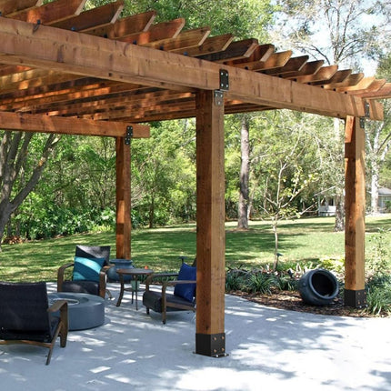 VEVOR set van 4 schroefhulzen 214 x 146 x 140 mm paalsteunen van koolstofstaal met spuitcoating montage op betonnen of houten vloeren paalschoenpalen ideaal voor pergola's veranda-leuningen