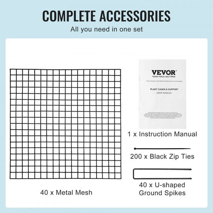 VEVOR plantenbescherming tegen dieren 305x305x305mm plantenkooi voor groenten set van 10