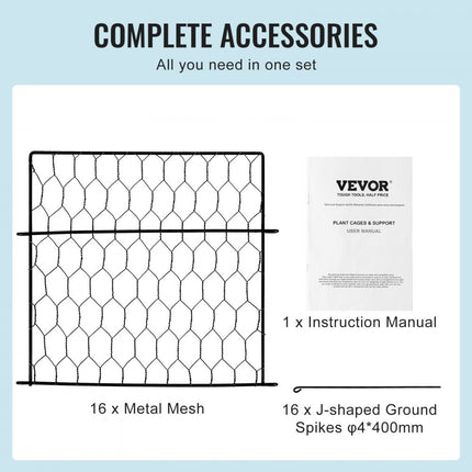 VEVOR set van 5 plantenbescherming plantenkooi tuindraad 340x340x315mm metaal