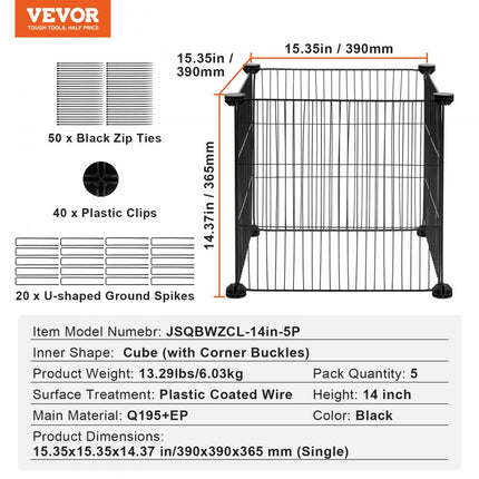 VEVOR set van 5 plantenbeschermingen tegen dieren 390x390x365mm metalen plantenkooi