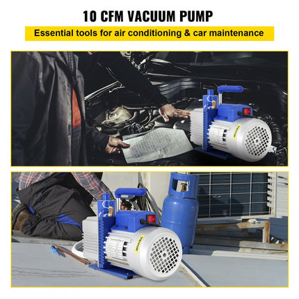VEVOR Vacuümpomp Vacuumpomp Airco 10 Cfm Vacuümpomp Koeling 1HP Koelmiddel Vacuümpomp met 550ml Oliecapaciteit Olie Kijkvenster Geschikt