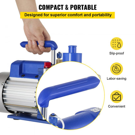 VEVOR Vacuümpomp Vacuumpomp Airco 10 Cfm Vacuümpomp Koeling 1HP Koelmiddel Vacuümpomp met 550ml Oliecapaciteit Olie Kijkvenster Geschikt