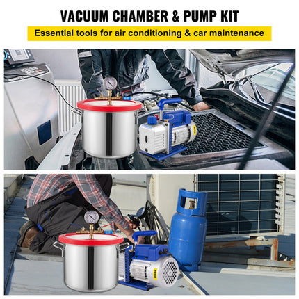 VEVOR Vacuümpomp Vacuumpomp Airco 3 Cfm 1/4 Hp Vehicle Air Conditioner vacuümpomp 1,5 Gallon vacuümkamer