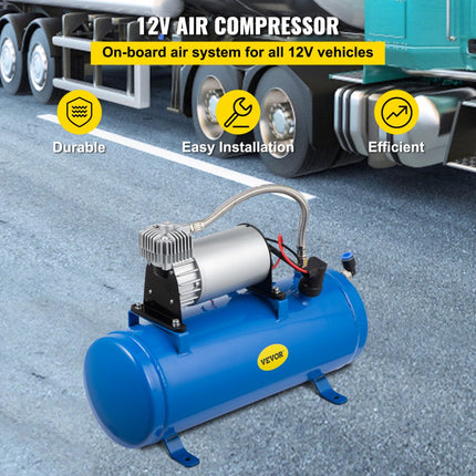 150 PSI DC 12V luchtcompressor met 6 liter tank voor Train Horns Camperbanden