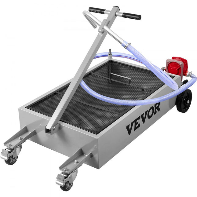 VEVOR olie-aftapbak, 15 gallon olie-aftaptank, platte olie-aftapbak, olieverversingsbak met grote capaciteit, opvouwbare hand, met pomp, slang, zwenkwielen voor het aftappen van olie in auto's, SUV's en L