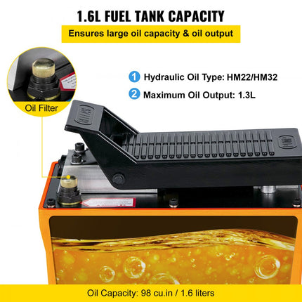 VEVOR pneumatische hydraulische pomp 700bar luchtvoetpomp met slang