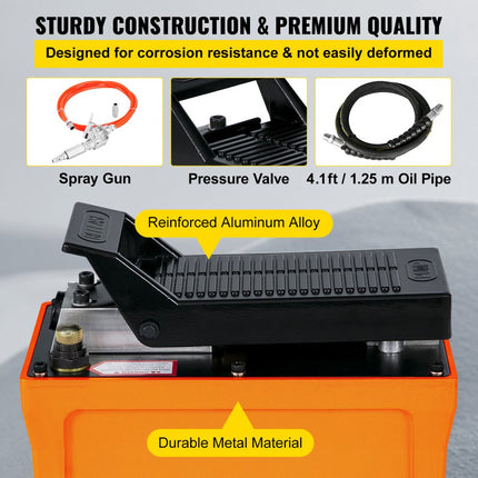 VEVOR pneumatische hydraulische pomp 700bar luchtvoetpomp met slang