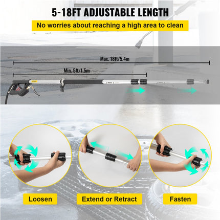 VEVOR Hogedrukreiniger met schoon waterpistool 1,5-4,6 m, Krachtige Gebruiksvriendelijke Hogedrukreiniger 4000 PSI, Flat Surface Cleaners Reinigen van horizontale oppervlakken, zoals dekken, enz.