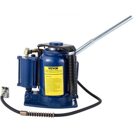 VEVOR Luchthydraulische flessenkrik, 32T pneumatische hydraulische flessenkrik, pneumatische/handmatige flessenkrik met hoge lift met dubbele bediening en handmatige handpomp