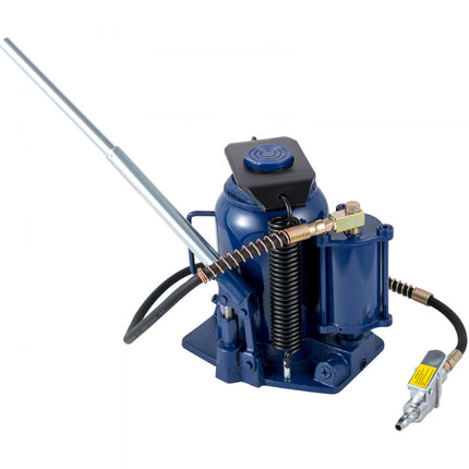 VEVOR Luchthydraulische flessenkrik, 32T pneumatische hydraulische flessenkrik, pneumatische/handmatige flessenkrik met hoge lift met dubbele bediening en handmatige handpomp