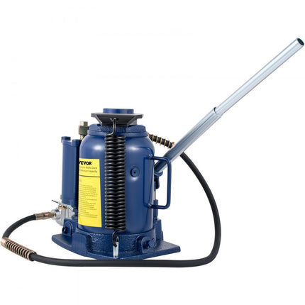 VEVOR Luchthydraulische flessenkrik, 32T pneumatische hydraulische flessenkrik, pneumatische/handmatige flessenkrik met hoge lift met dubbele bediening en handmatige handpomp