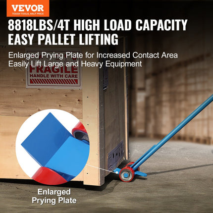 VEVOR koevoeten met wielen 152,4 cm palletbreker 4 ton laadvermogen Koevoeten Q235 koolstofstaal sloop- en koevoet lattenlift incl. handschoenen