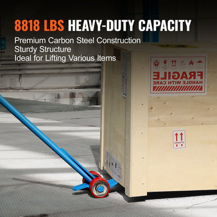 VEVOR koevoeten met wielen 152,4 cm palletbreker 4 ton laadvermogen Koevoeten Q235 koolstofstaal sloop- en koevoet lattenlift incl. handschoenen