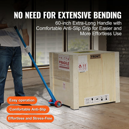 VEVOR koevoeten met wielen 152,4 cm palletbreker 4 ton laadvermogen Koevoeten Q235 koolstofstaal sloop- en koevoet lattenlift incl. handschoenen