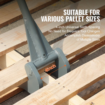 VEVOR palletbreker 137,2cm lamellenheffer 907kg draagvermogen koevoeten Q235 koolstofstaal sloop- & koevoet incl. handschoenen Pallet Buster universele constructie