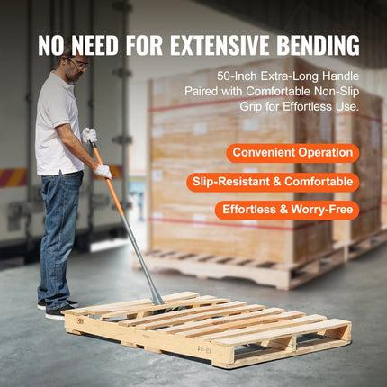 VEVOR palletbreker 137,2cm lamellenheffer 907kg draagvermogen koevoeten Q235 koolstofstaal sloop- & koevoet incl. handschoenen Pallet Buster universele constructie