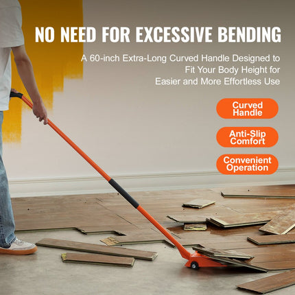 VEVOR palletbreker 152,4cm lattenlifter 907kg draagvermogen koevoeten Q235 koolstofstalen sloop- & koevoet met 2 wielen incl. handschoenen Pallet Buster kan ook gebruikt worden als spijkertrekker