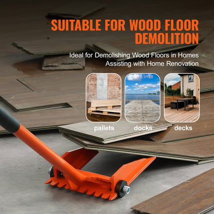VEVOR palletbreker 152,4cm lattenlifter 907kg draagvermogen koevoeten Q235 koolstofstalen sloop- & koevoet met 2 wielen incl. handschoenen Pallet Buster kan ook gebruikt worden als spijkertrekker