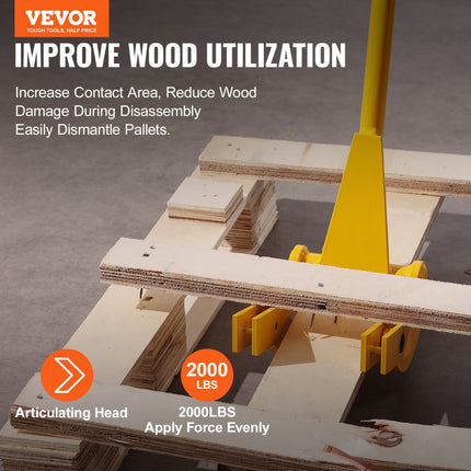 VEVOR palletbreker 114,3cm lamellenheffer 907kg draagvermogen koevoeten Q235 koolstofstaal sloop- & koevoet incl. handschoenen Pallet Buster universele constructie