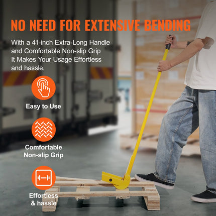 VEVOR palletbreker 114,3cm lamellenheffer 907kg draagvermogen koevoeten Q235 koolstofstaal sloop- & koevoet incl. handschoenen Pallet Buster universele constructie