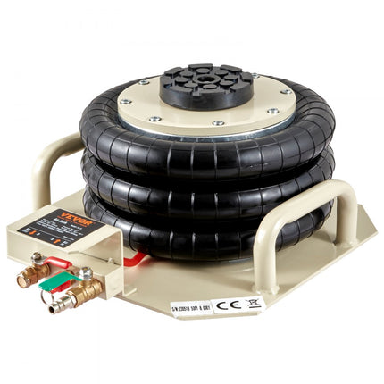 VEVOR pneumatische luchtkrik 3T, witte drievoudige luchtkrik 140-450 mm hefhoogte zakluchtkrik, 5 minuten hefluchtkrik autokrik autokrik voor SUV, vrachtwagen, bus etc.