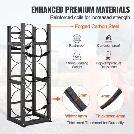 VEVOR koelmiddeltankrek, met 2 x 30 lbs en extra 3 kleine flessentanks, cilindertankrek 12,79 x 12,99 x 47,12 inch, koelmiddelcilinderrek en houders voor freon, gassen