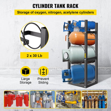 VEVOR koelmiddeltankrek met 2 x 30 lbs en 3 ruimtebesparende flessentankrekken 895 x 319 x 92 mm Koelmiddelflessenrek Gasflessenrekken en beugels voor het opslaan van gas, zuurstof