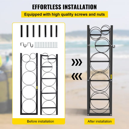 VEVOR koelmiddeltankrek met 3 x 30 lbs en 3 ruimtebesparende flessentankplanken 46" x 12" x 11", koelmiddelflessenrek, gasflessenrekken en houders, voor het opslaan van gas, zuurstof