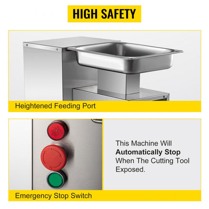 VEVOR Snijmachine Vlees Elektrische Vlees en Groentesnijmachine Roestvrij Staal Elektrische vleessnijder Commerciële 750 W Automatische Vleessnijder