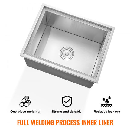 VEVOR Drop-in ijsbox, roestvrijstalen ijskoeler van 43,5 liter, commerciële ijscontainer van 558 x 430 x 306 mm met deksel, ingebouwde ijsopslagkist, afvoerpijp en aftapplug inbegrepen