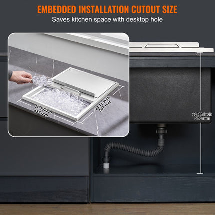 VEVOR 55,23 liter drop-in ijsbox, 608 x 457 x 333 mm roestvrijstalen ijskoeler, commerciële ijscontainer met schuifdeksel, ingebouwde ijsopslagkist, afvoerpijp en aftapplug inbegrepen