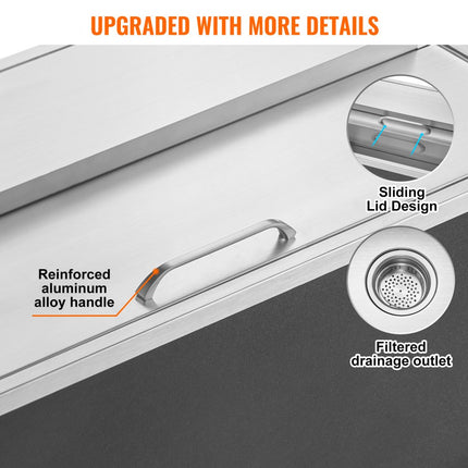 VEVOR Drop in ijskist ijskoeler ijscontainer 95,66L RVS 913x456x358mm